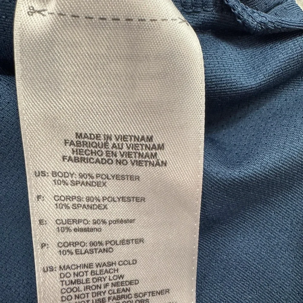 Adidas USA Golf Polo Shirt Mens 2XL Blue Solid Patriotic Performance Stretch Top